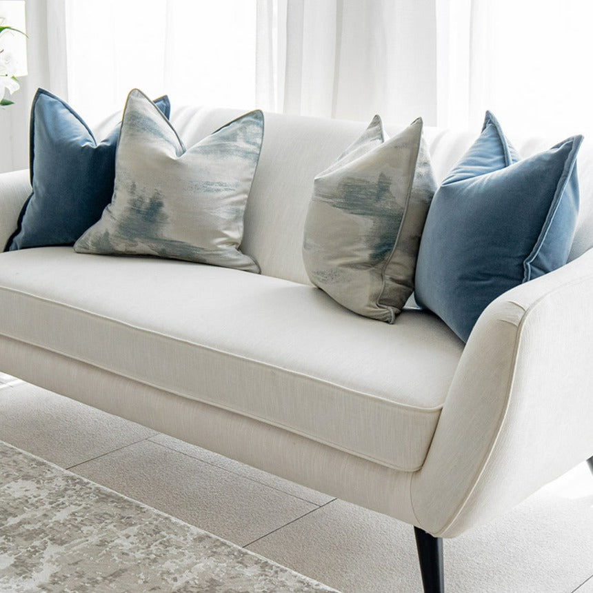Francine Bundle - Blue Velvet and Silver Faded Cushions | Carpet Centre