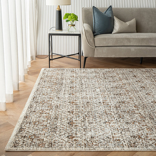 Adriana Goldberg - Faded Traditional Diamond Pattern Carpet with Shiny Highlights | Carpet Centre