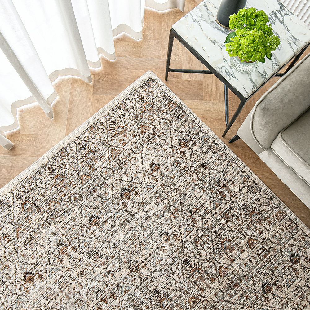 Adriana Goldberg- Faded Traditional Diamond Pattern Carpet | Carpet Centre