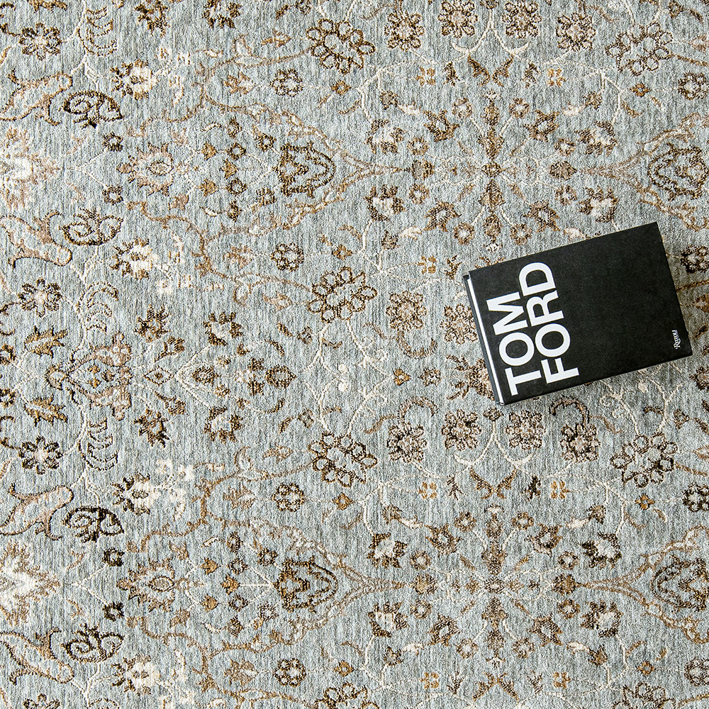 Albert Azure - Faded Traditional Carpet with Shiny Highlights | Carpet Centre