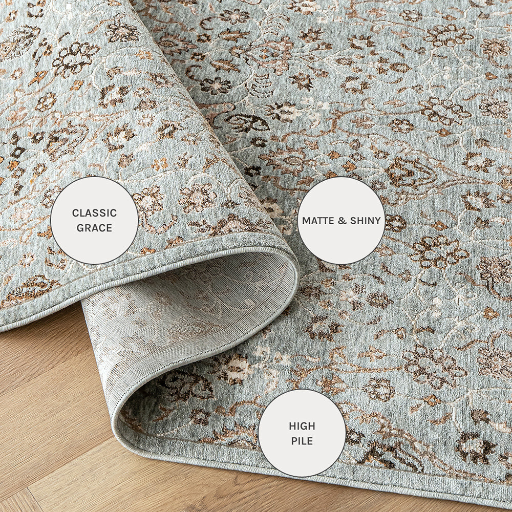Albert Azure - Blue & Grey Faded Traditional Carpet | Carpet Centre
