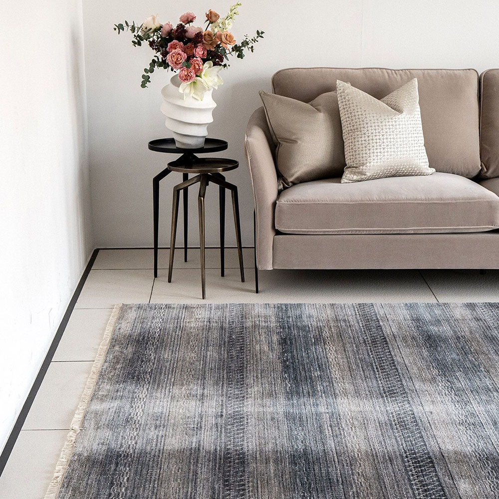 Alexander Ashton Blue Grey Striped Carpet | Carpet Centre