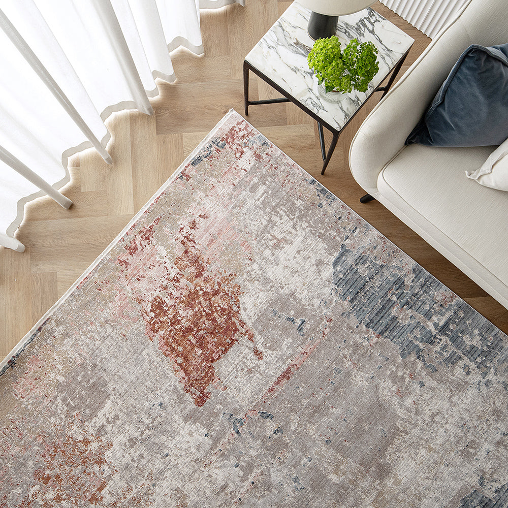 Alexander Russell - Beige Rust Abstract Living Room Carpet | Carpet Centre