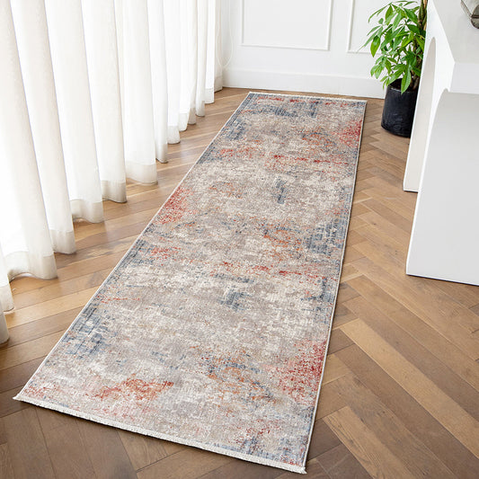 Alexander Russell - Beige Rust Abstract Runner Carpet | Carpet Centre