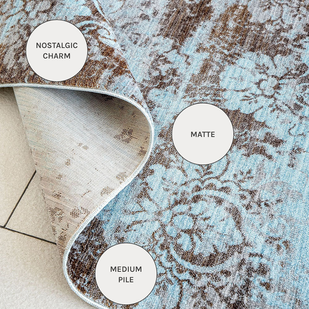 Alexander Sage - Turquoise Brown Distressed Carpet | Carpet Centre