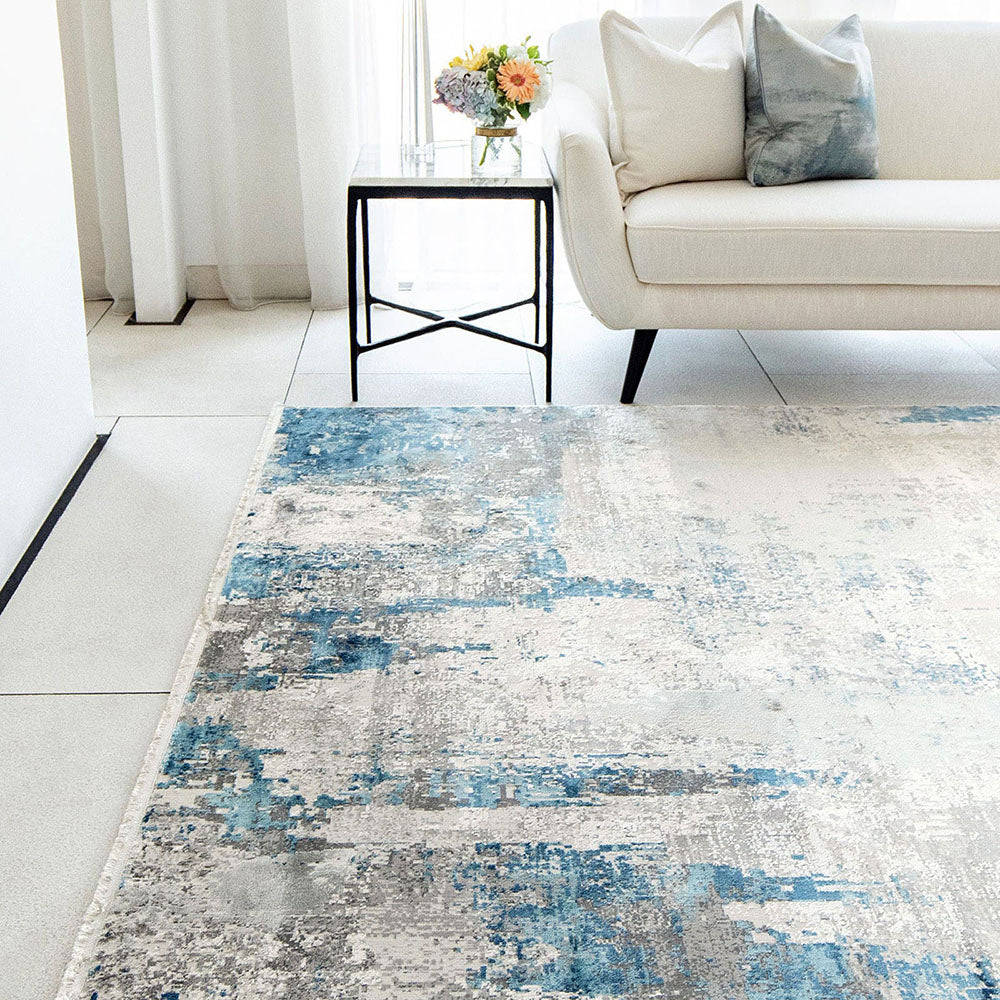 Athena Sky - Faded Abstract Pattern Carpet for Living Room | Carpet Centre