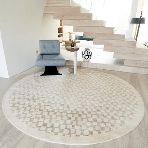 Chess Dune Round Pattern Of Small Squares Modern Carpet | Image 1
