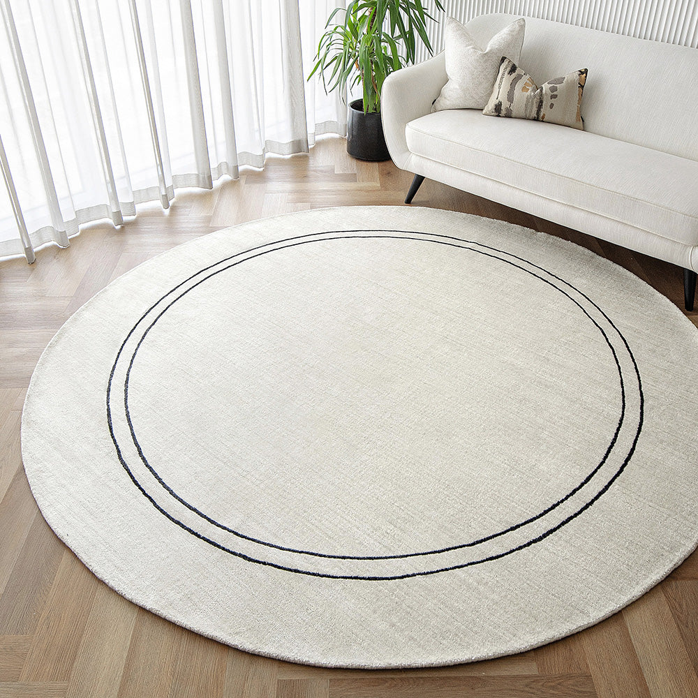 Colon Bianca - Pearl With Black Bordered Carpet for Living Room| Carpet Centre