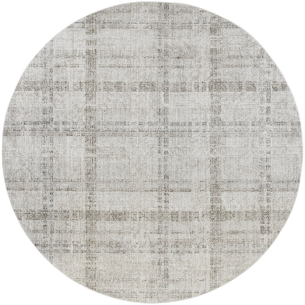 Ada Ivory Round Plaid Pattern Ivory Carpet | Carpet Centre