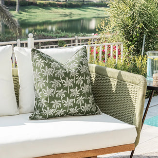 Aelia Palm Etched Green Cushion | Image 2