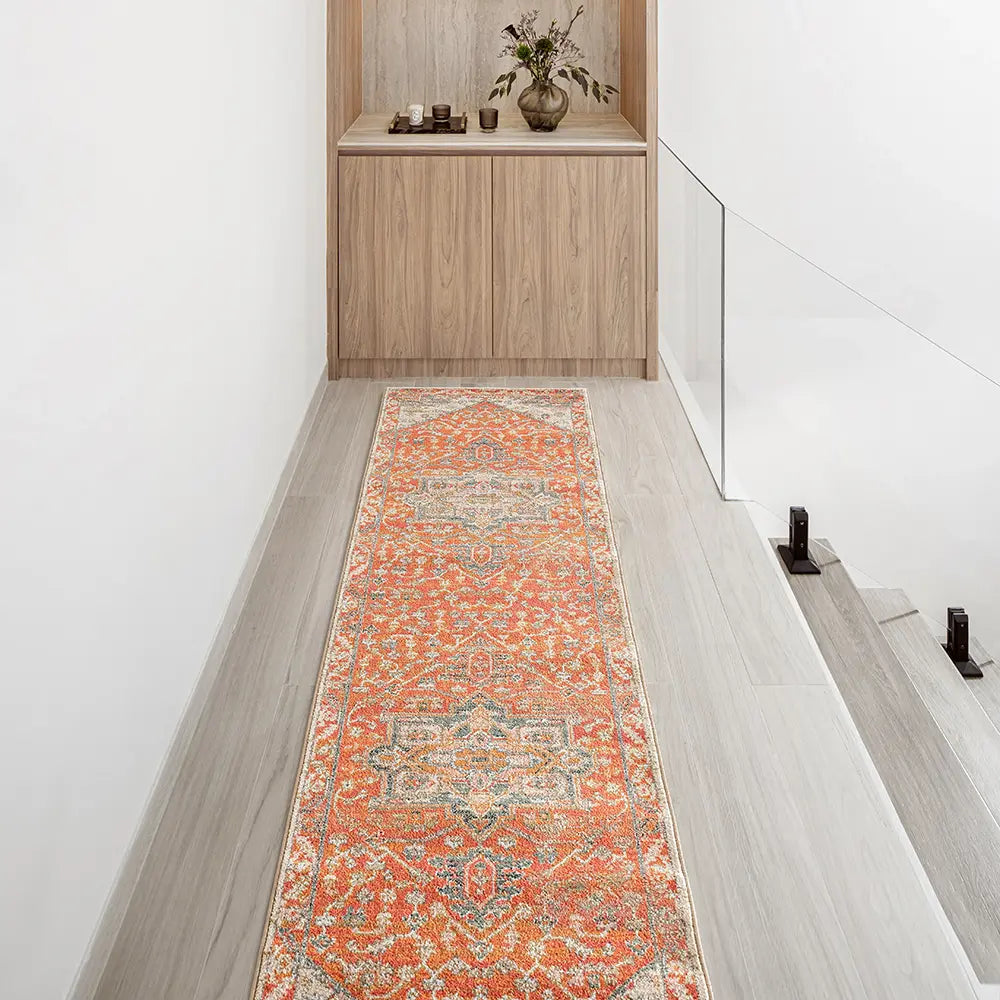 Julian Copper- Hexagon Medallion Patterned Carpet Runner| Carpet Centre