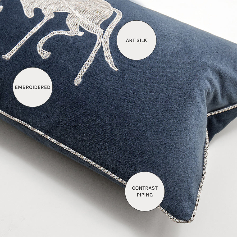 Brent Bundle - Blue Velvet Horse Pattern Accent Cushion | Carpet Centre