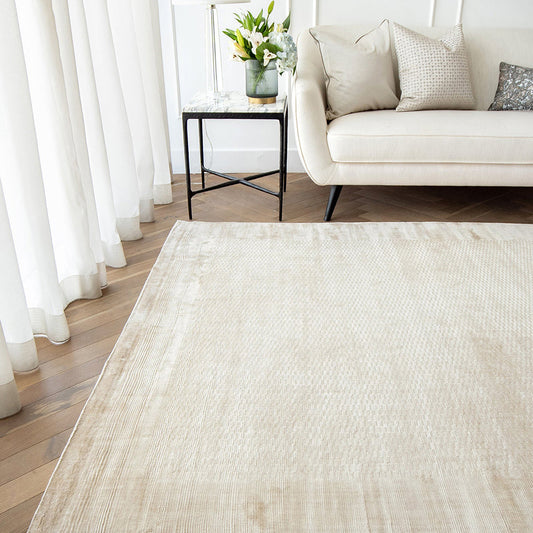 Luna Sandy - Mesh Patterned Bordered Carpet for Living Room | Carpet Centre