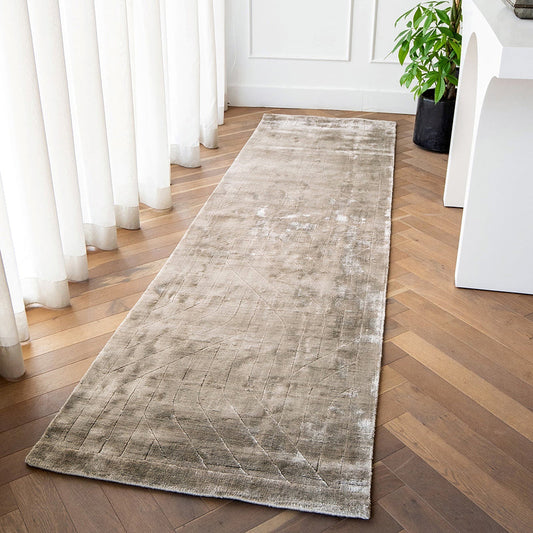 Madox Sandy - Line Patterned Taupe Runners | Carpet Centre
