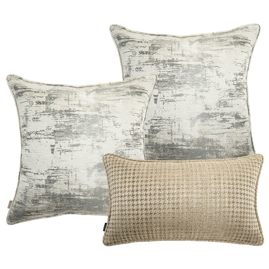 Pedro Bundle - Brushstroke Pattern & Brown Accent Cushions| Carpet Centre