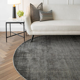 Taylor Ebony Round - Textured Grid Patterned Carpet | Carpet Centre