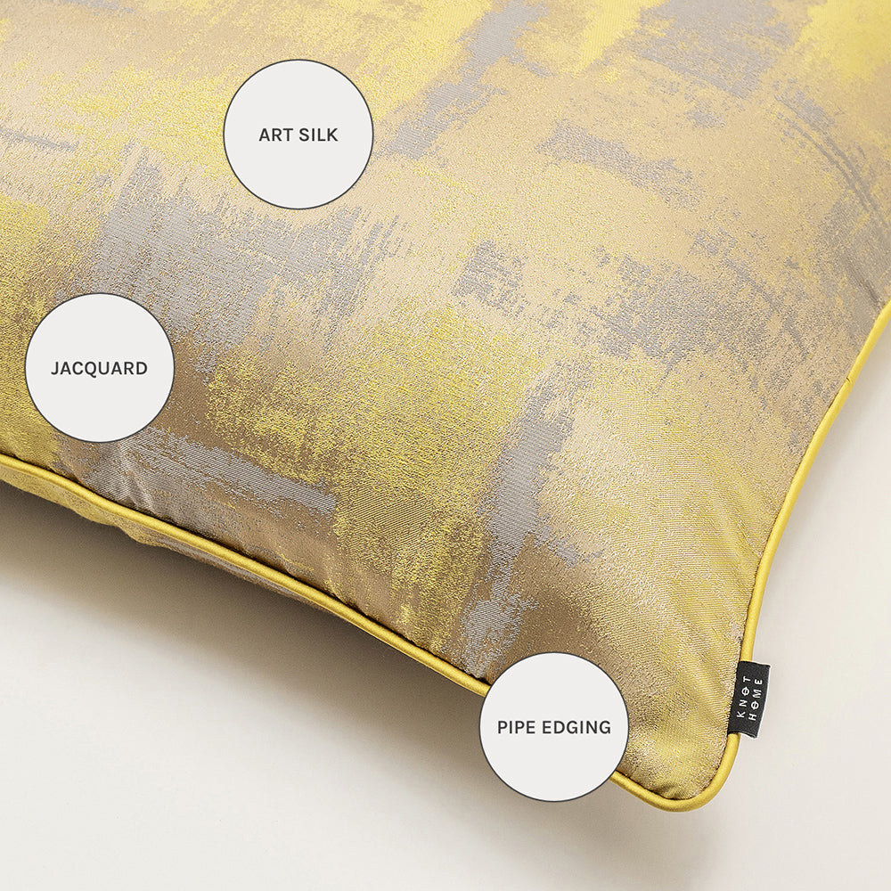 Nelson Bundle - Yellow Silver Shaded Cushion in Art Silk| Carpet Centre