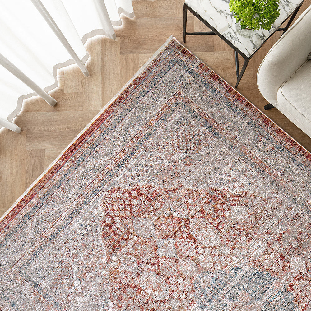 Alexander Rosso - Red Area Carpet In Beige & Blue Accents | Carpet Centre
