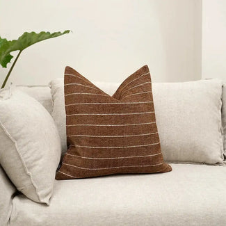 Noa Rust Narrow White Lines Cushion | Image 2
