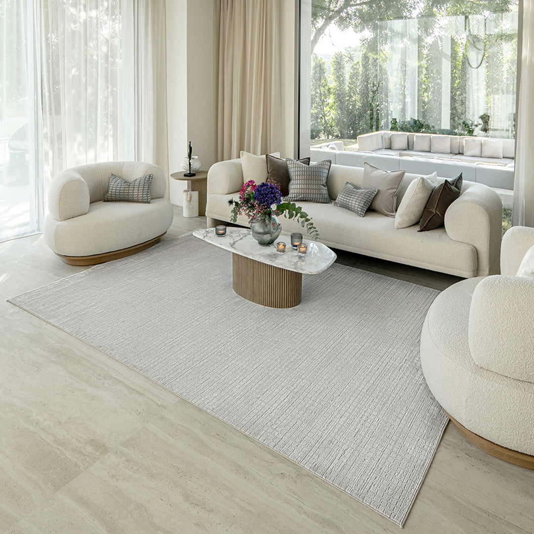Laino Alba -Buy Ivory Grey Grid Pattern Carpet | Carpet Centre
