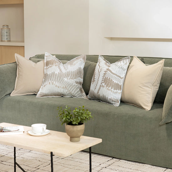 Velvet Pale Beige Feather Pattern Nora Cushion Bundle | Image 2