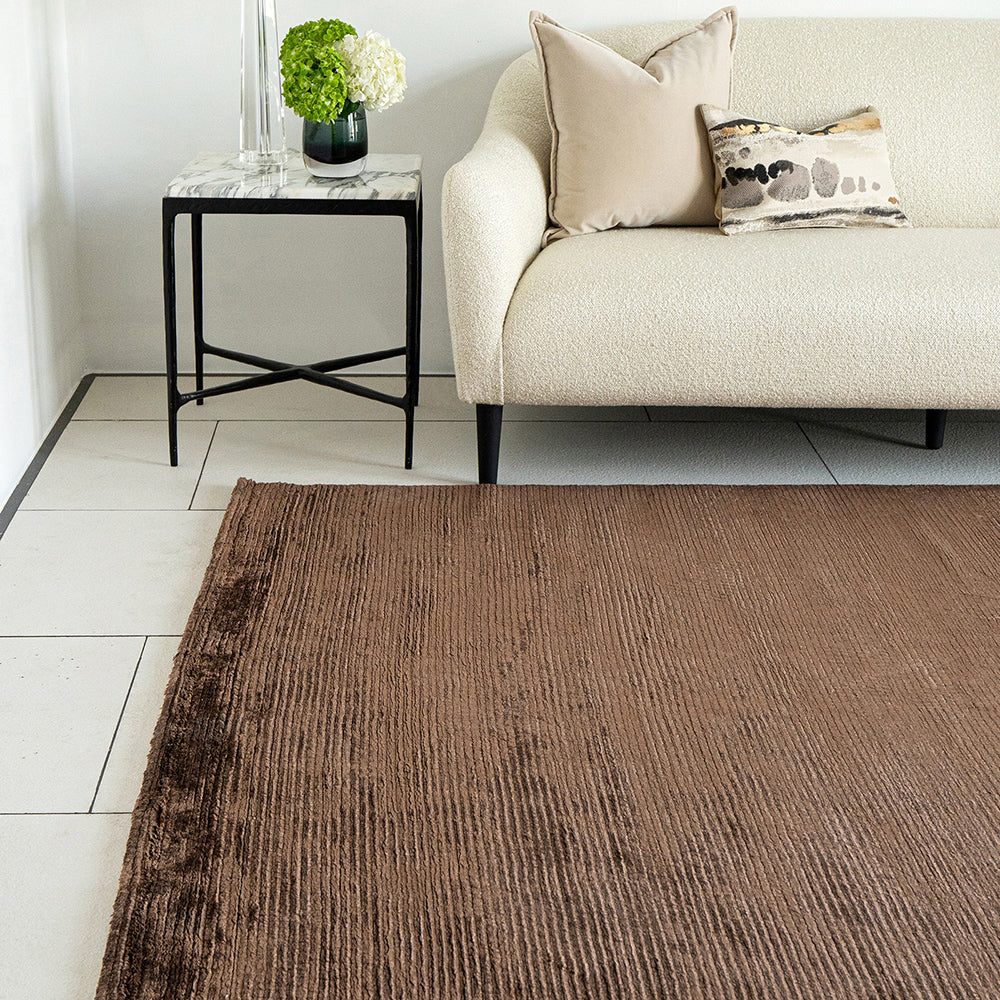 Buy Adele Dark Brown Brown Striped Carpet Online