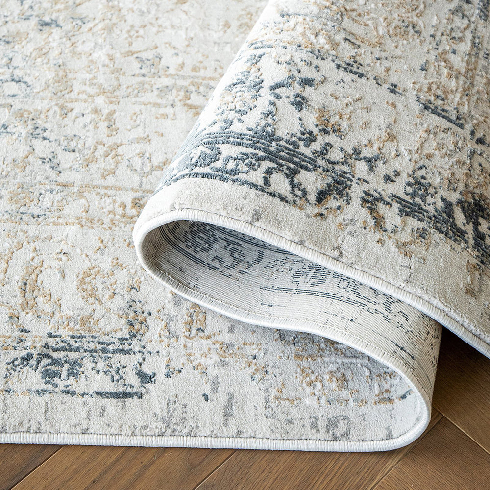 Adriana Goldberg- Gold, Beige & Charcoal Traditional Raised Runner | Carpet Centre