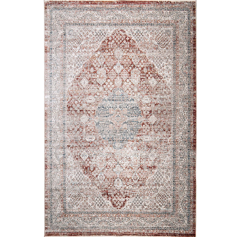 Alexander Rosso - Distressed Red Carpet In Beige & Blue Accents | Carpet Centre