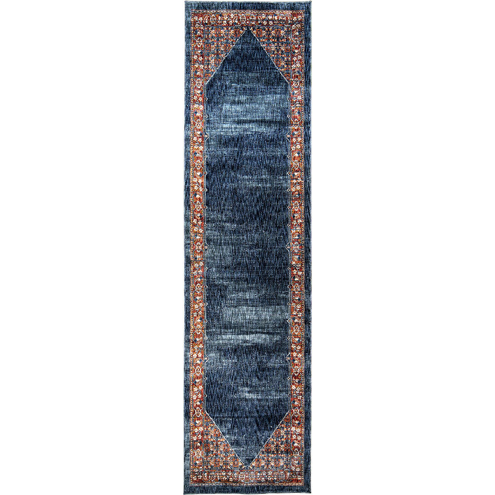 Amira Sky - Navy Blue & Red Runner Carpet | Carpet Centre