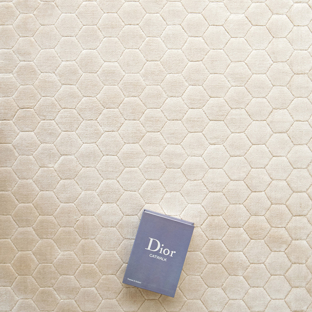Beckett Bianca - Cream Runner Rug In Honeycomb Textured Pattern | Carpet Centre