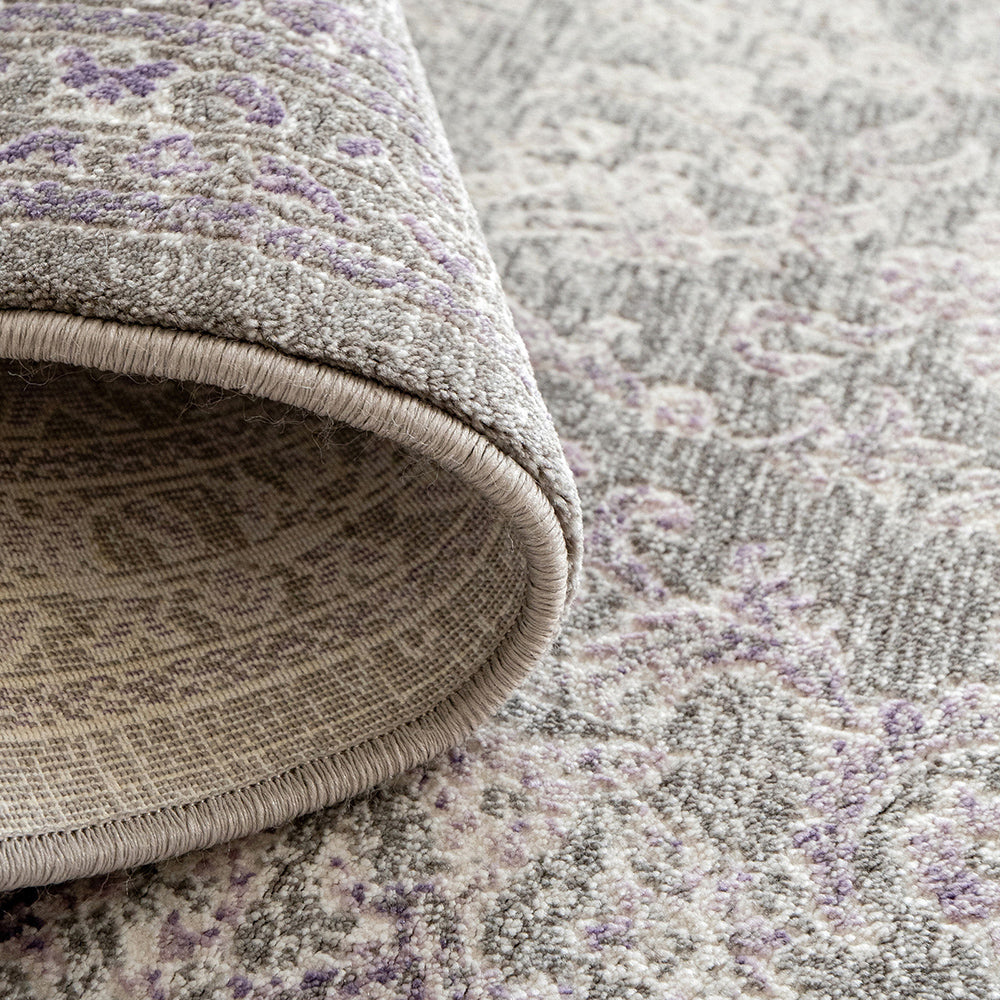 Bianca Grey 402G - Faded Medallion Carpet with Purple Highlights | Carpet Centre