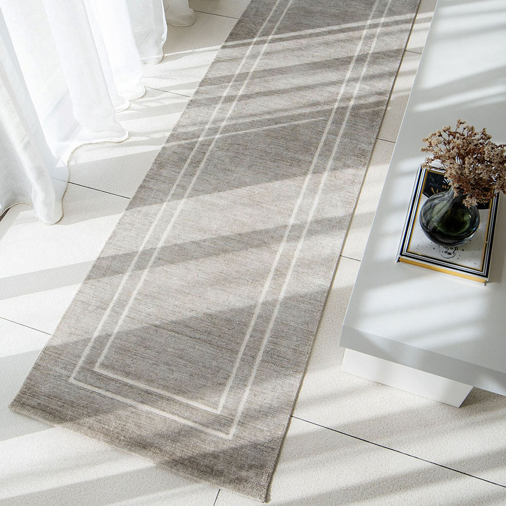 Colin Alba - Grey Carpet with White Border | Carpet Centre