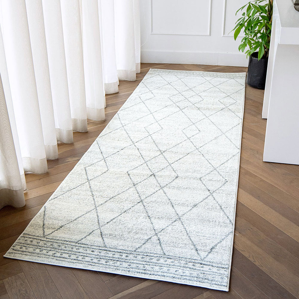 Conrad Bianca - Zigzag Diamond Patterned Runner Carpet | Carpet Centre