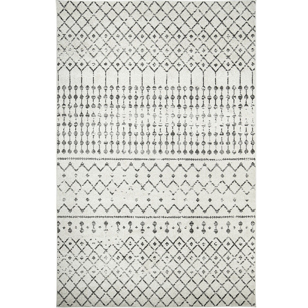 Conrad Ebony - White- Grey Folk Design Traditional Carpet | Carpet Centre