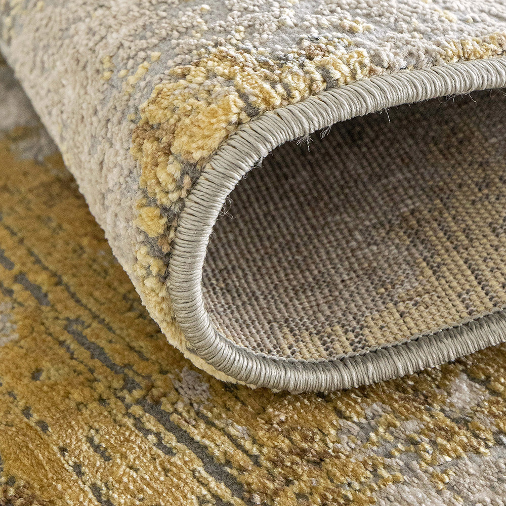 Cooper Ahton - Grey &  Gold Abstract Floor Carpet
 | Carpet Centre