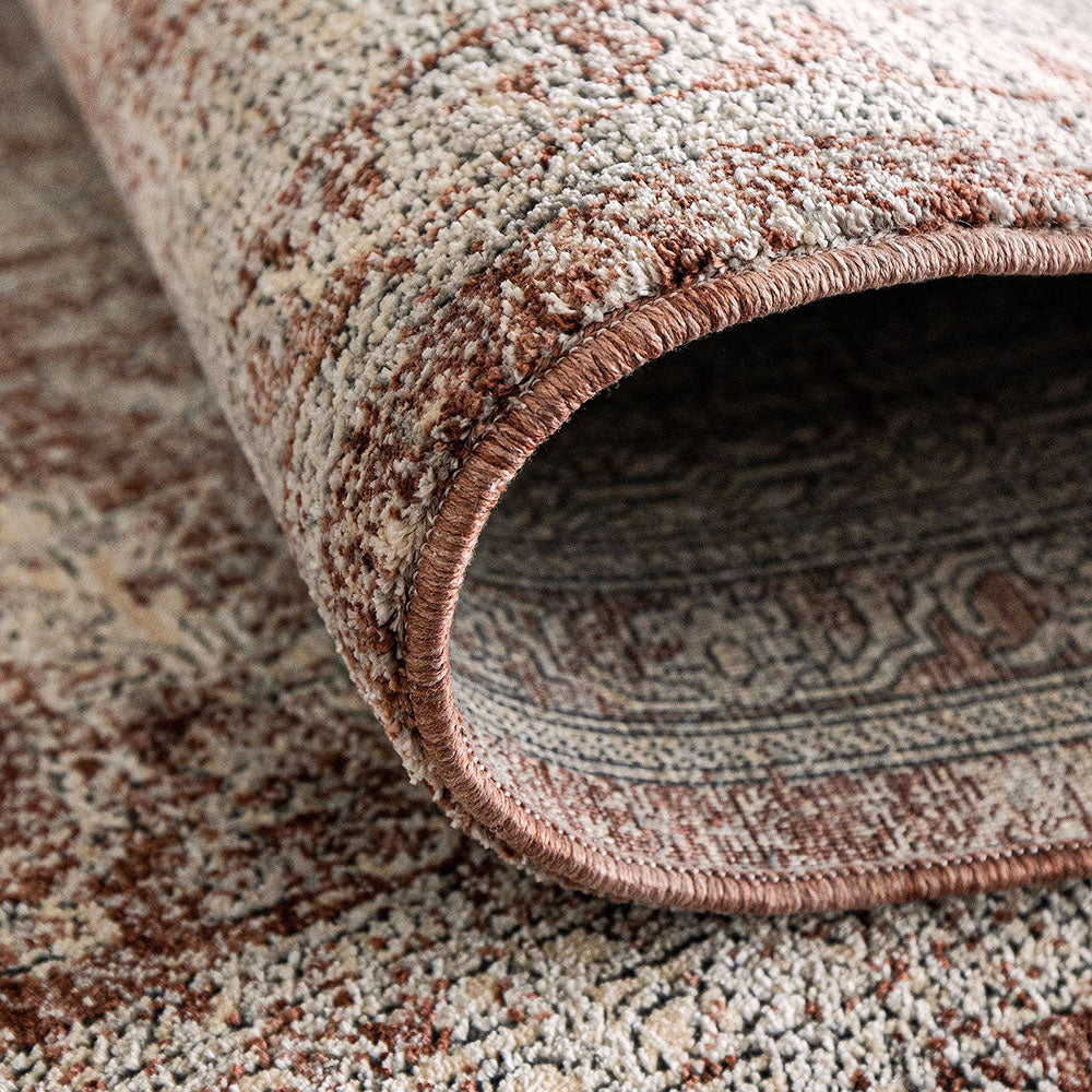 Harper Rosso - Distressed Traditional Beige Red Carpet | Carpet Centre